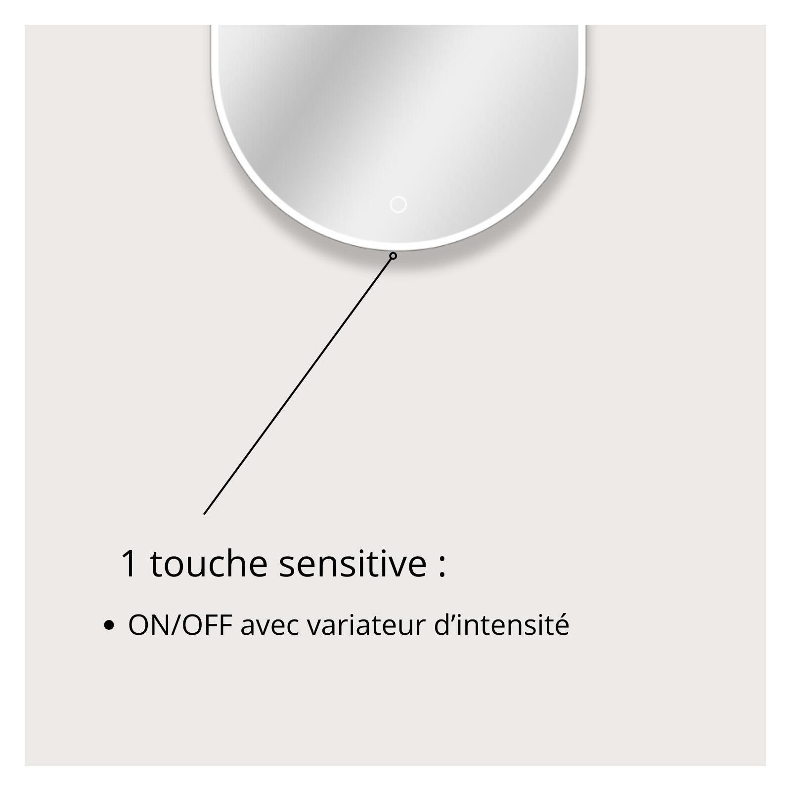 Miroir LED ovale 85x50cm avec rétroéclairage