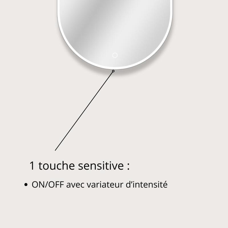 Miroir LED ovale 85x50cm avec rétroéclairage