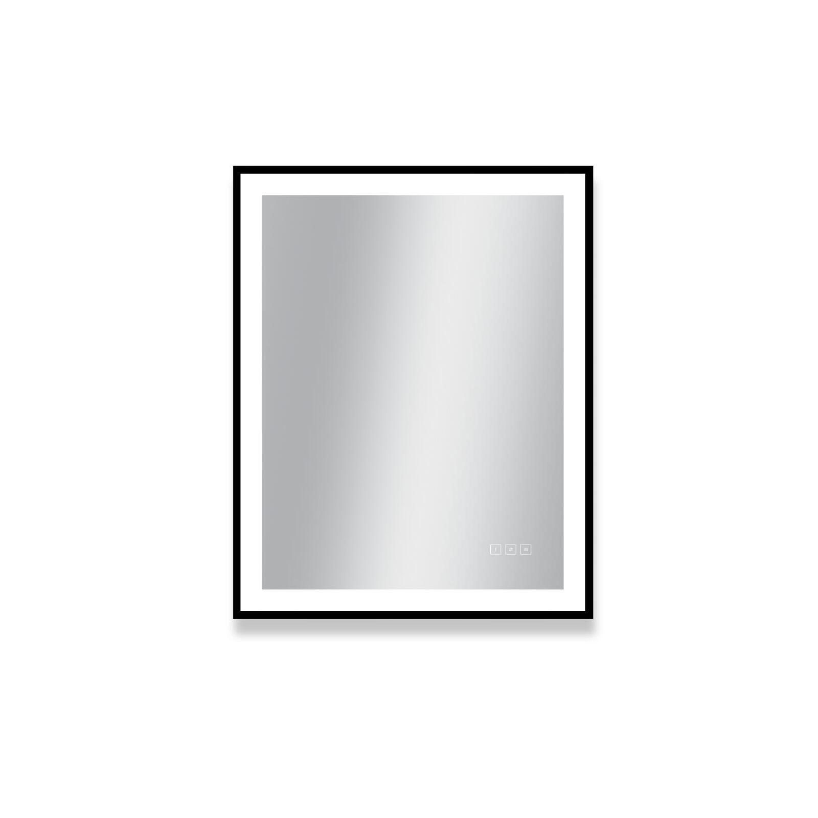 Miroir LED rectangulaire H75cm avec cadre alu noir