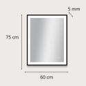 Miroir LED rectangulaire H75cm avec cadre alu noir