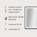 Miroir LED rectangulaire H75cm avec cadre alu noir