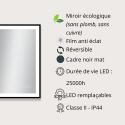 Miroir LED rectangulaire H75cm avec cadre alu noir
