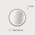 Miroir LED rond D60/120cm avec cadre alu noir
