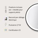 Miroir LED rond D60/120cm avec cadre alu noir