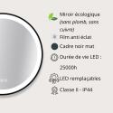 Miroir LED rond D60/120cm avec cadre alu noir