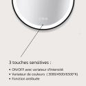 Miroir LED rond D60/120cm avec cadre alu noir