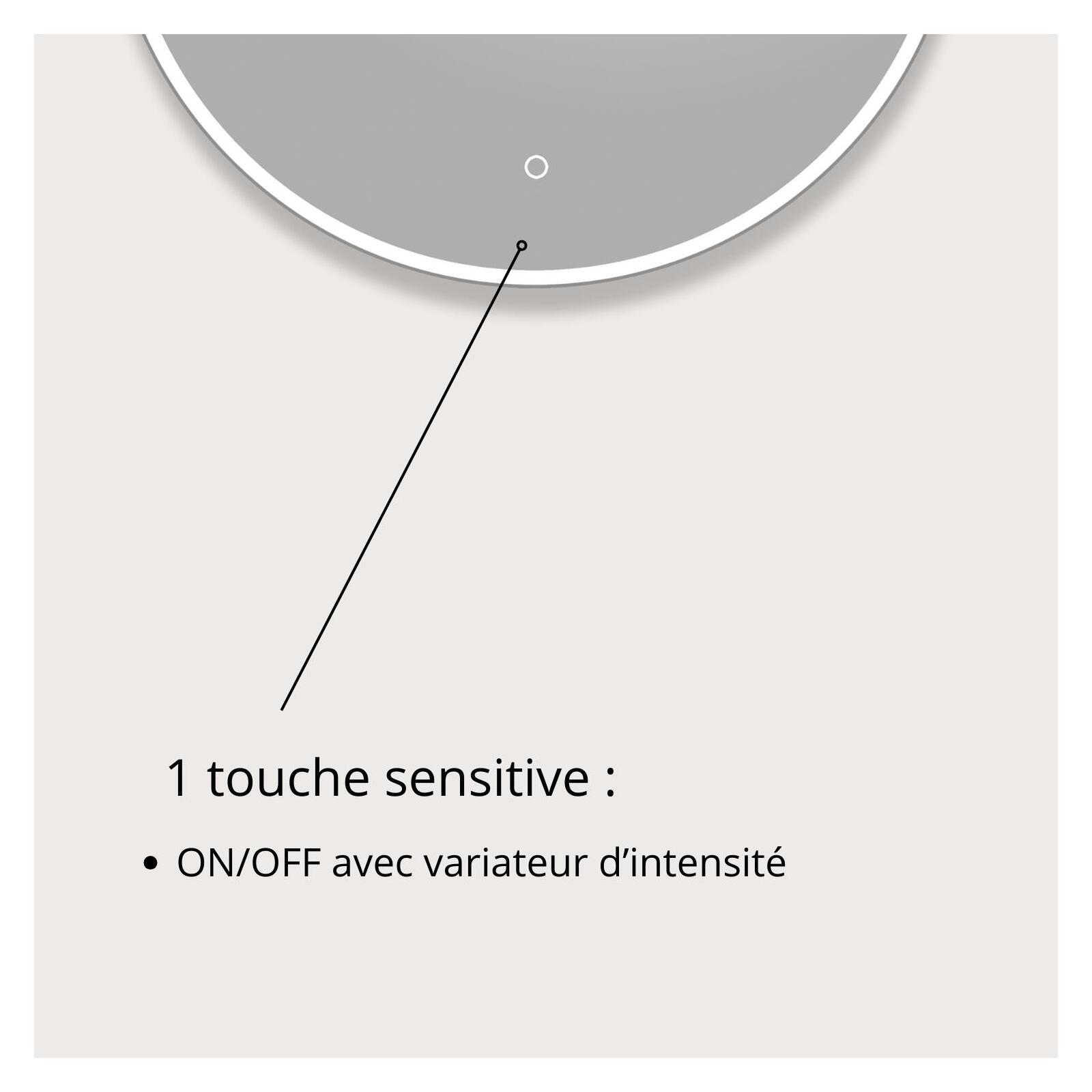 Miroir LED rond D60/120cm avec rétroéclairage