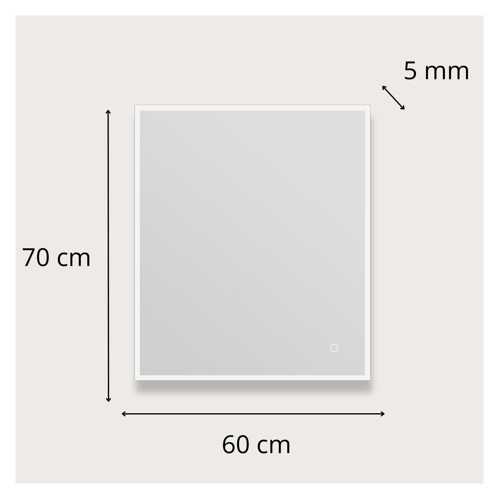Miroir LED rectangulaire L60/80cm cadre rétro-éclairé