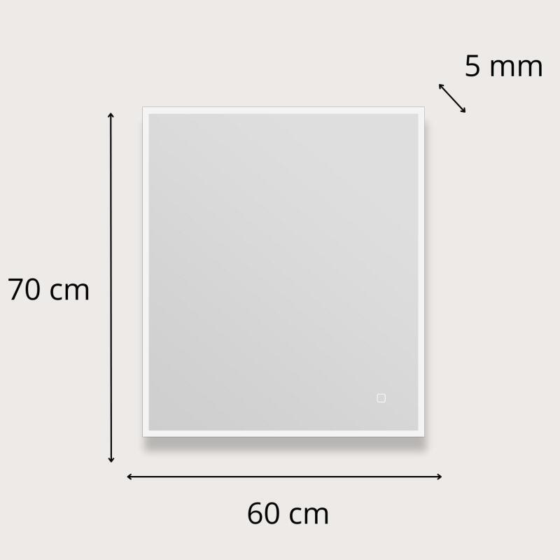 Miroir LED rectangulaire L60/80cm cadre rétro-éclairé