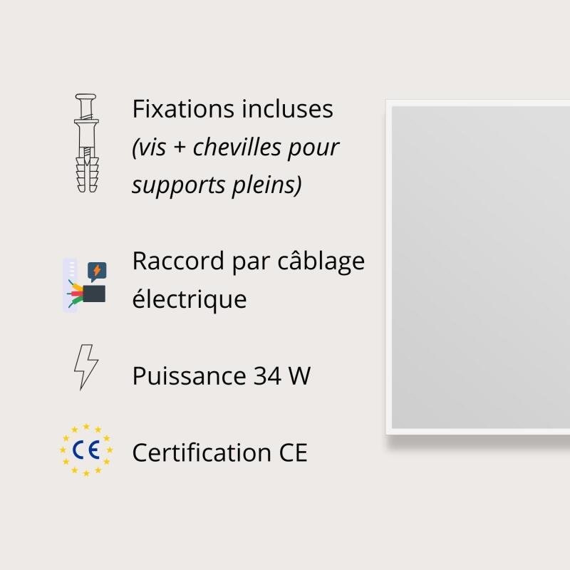 Miroir LED rectangulaire L60/80cm cadre rétro-éclairé