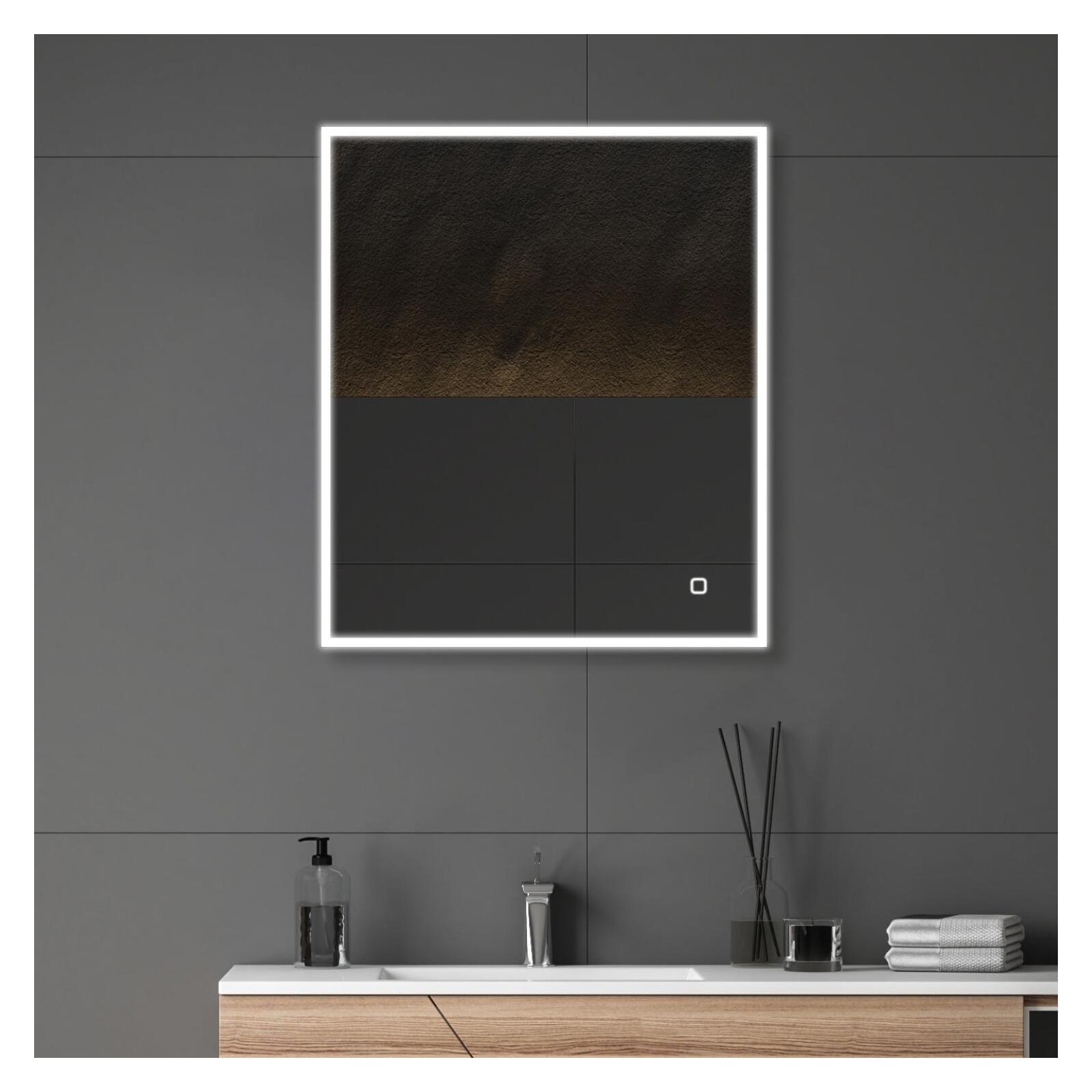 Miroir LED rectangulaire L60/80cm cadre rétro-éclairé