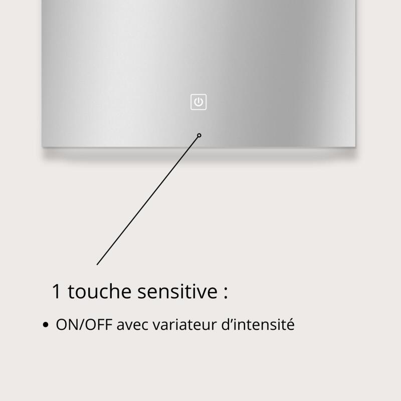Miroir LED rectangulaire L60/80cm avec variateur