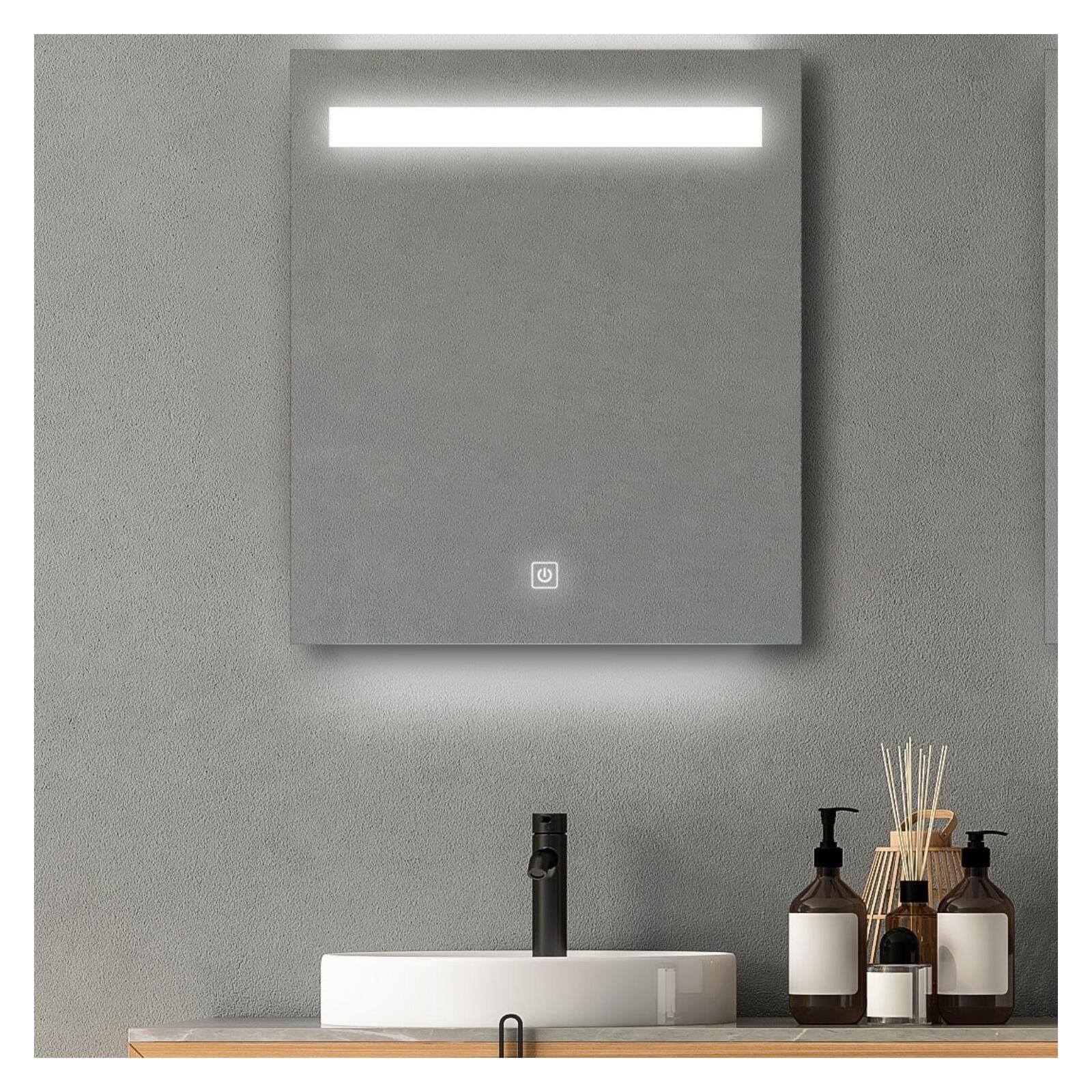 Miroir LED rectangulaire L60/80cm avec variateur