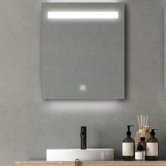 Miroir LED rectangulaire L60/80cm avec variateur