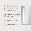 Miroir LED rectangulaire L 60/80cm éclairage latéral