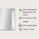 Miroir LED rectangulaire L 60/80cm éclairage latéral