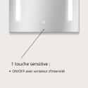 Miroir LED rectangulaire L 60/80cm éclairage latéral