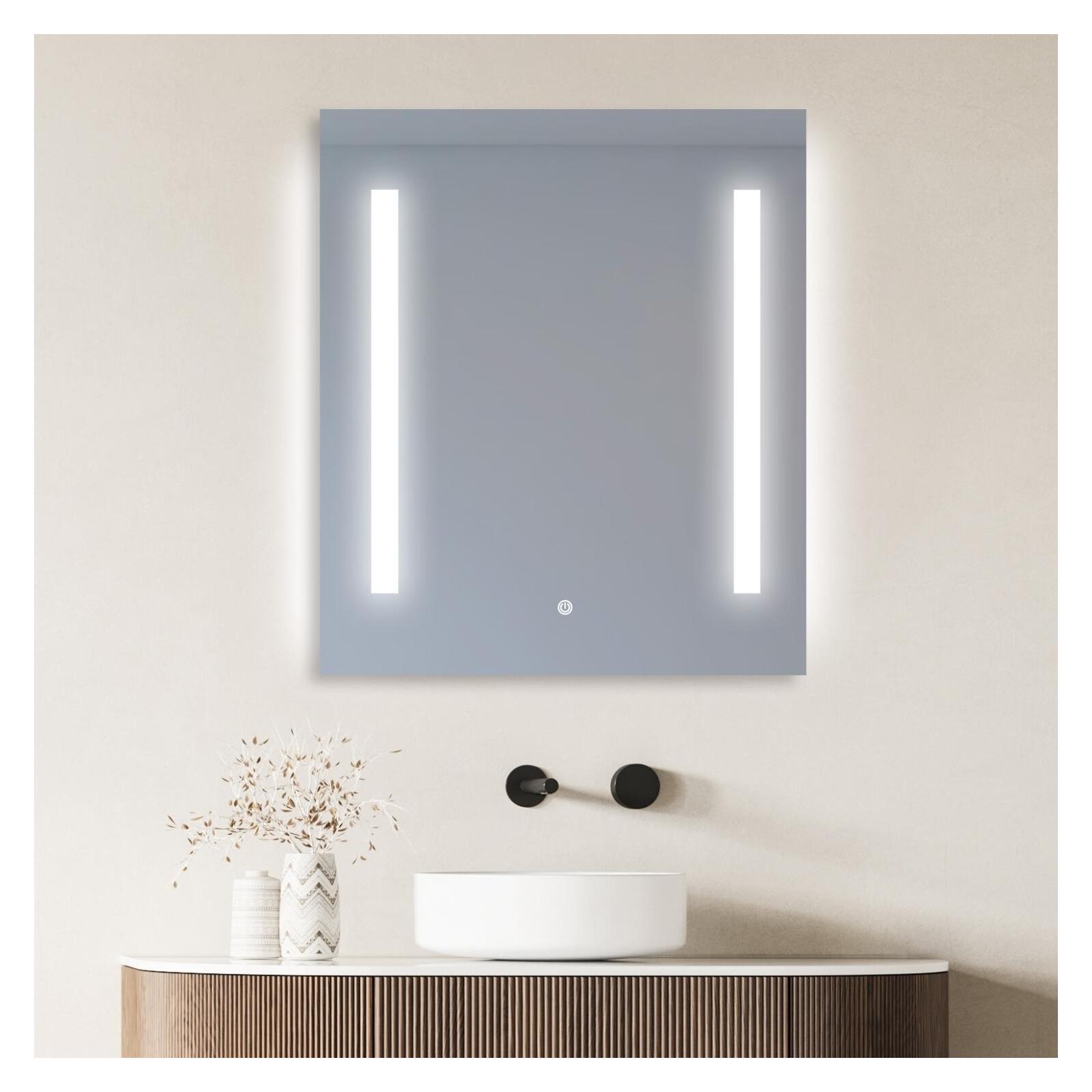 Miroir LED rectangulaire L 60/80cm éclairage latéral