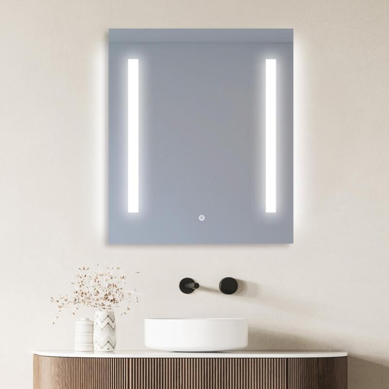 Miroir LED rectangulaire L 60/80cm éclairage latéral