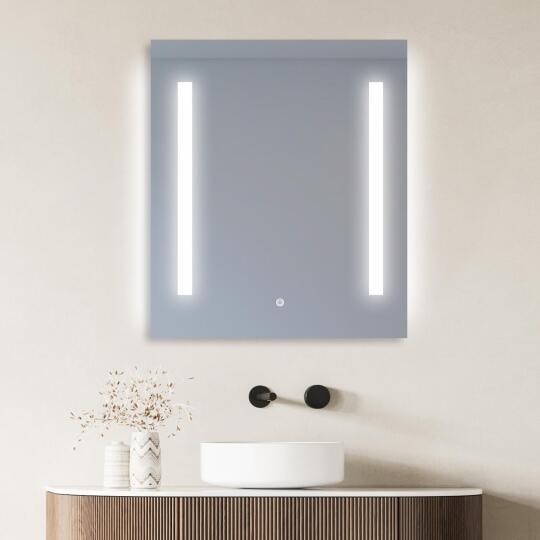 Miroir LED rectangulaire L 60/80cm éclairage latéral