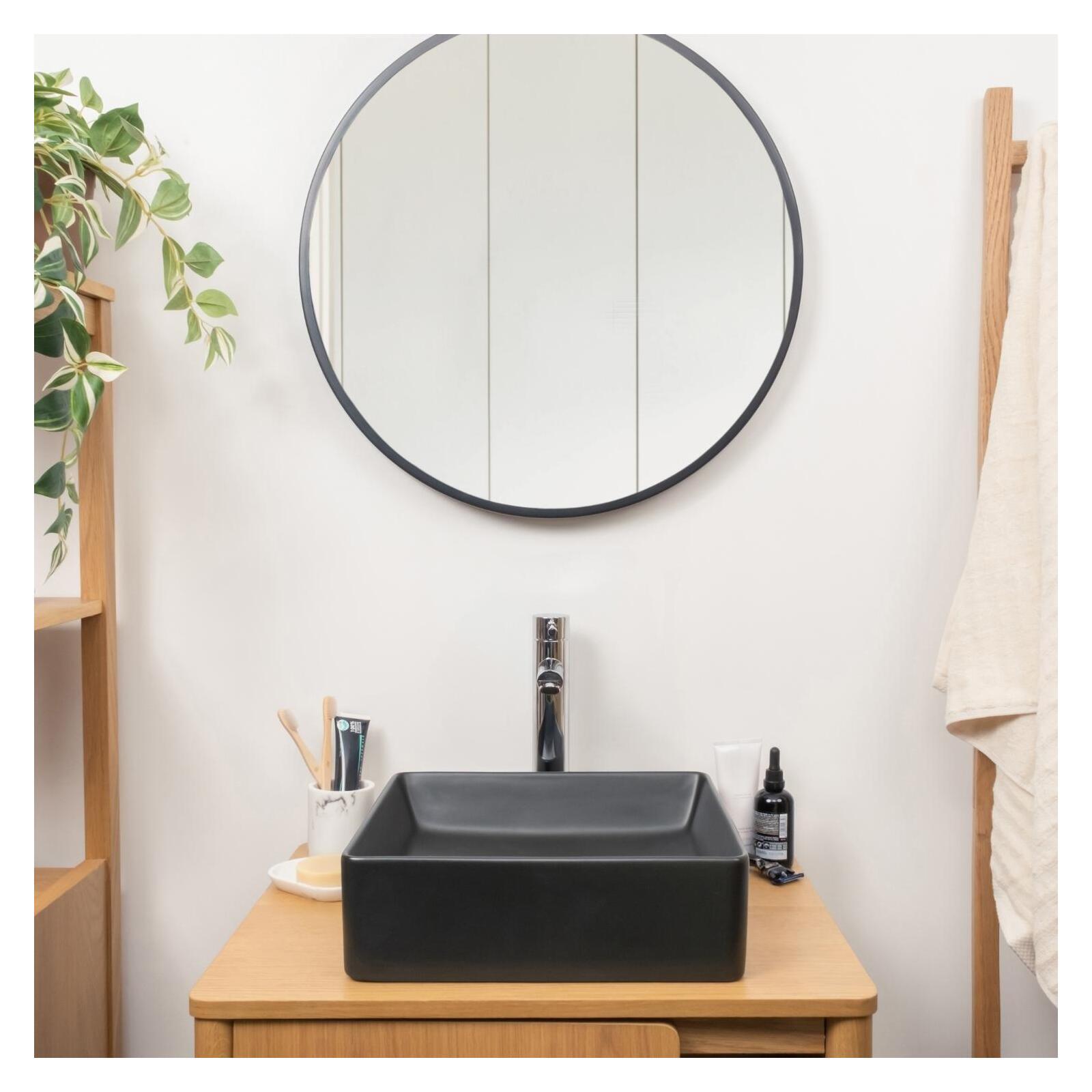 Vasque à poser carrée 36,5 x 36,5 cm en céramique COMA - Vue de face