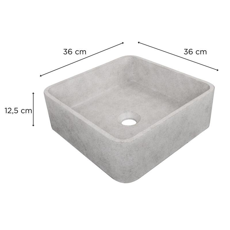 Vasque à poser carrée en béton brossé 36x36cm