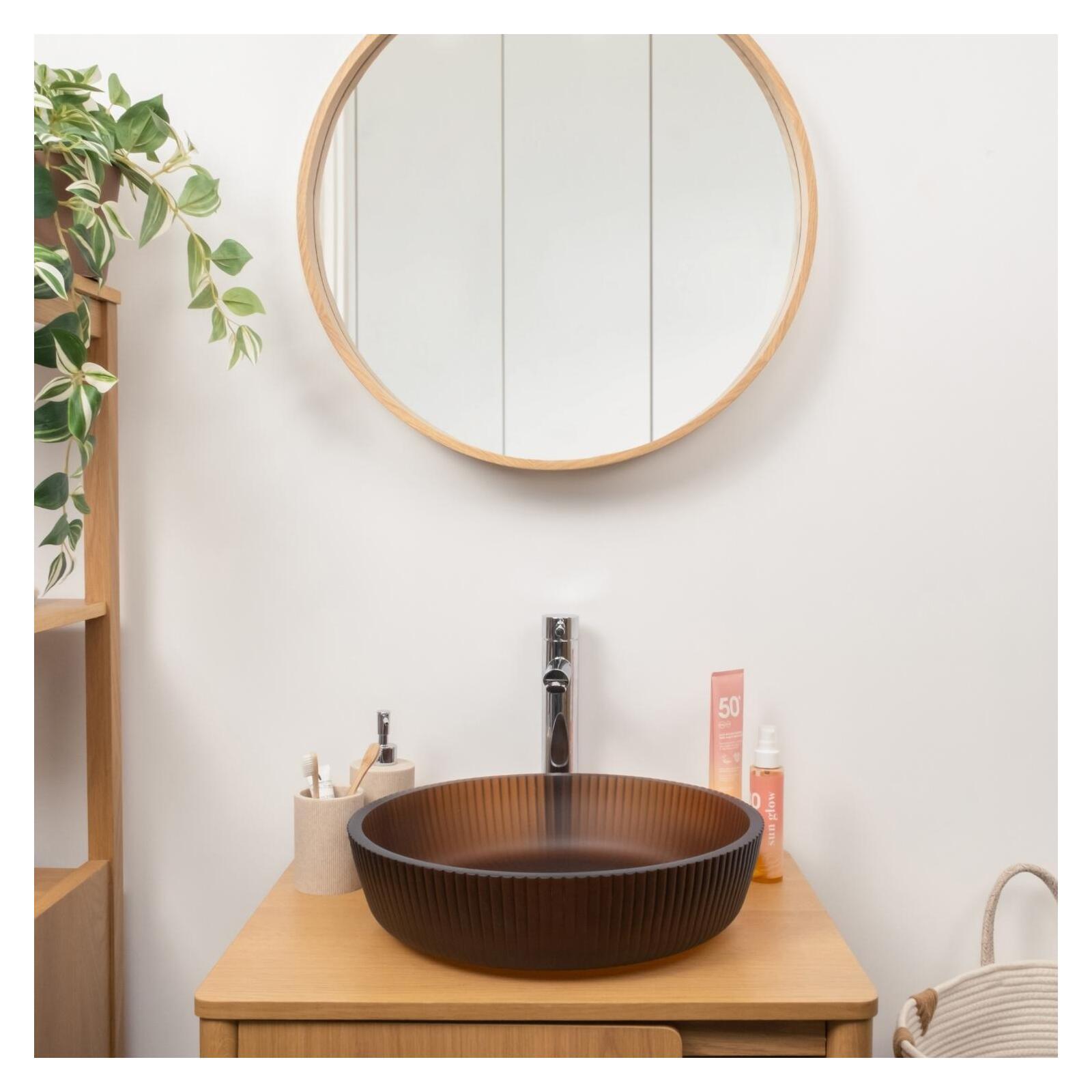 Vasque à poser ronde en verre texturé 42x42cm Vasque à poser ronde en verre texturé 42x42cm