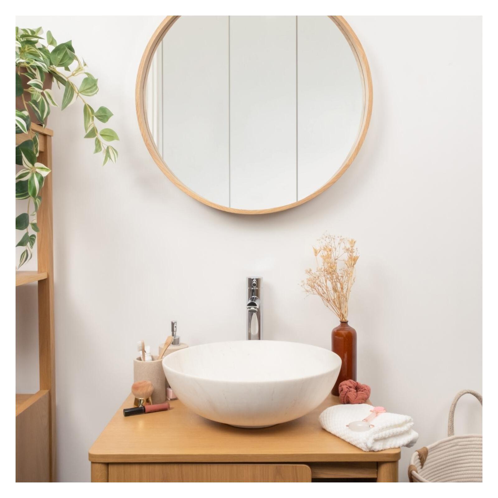 Vasque à poser ronde effet marbre beige 39,5x39,5cm