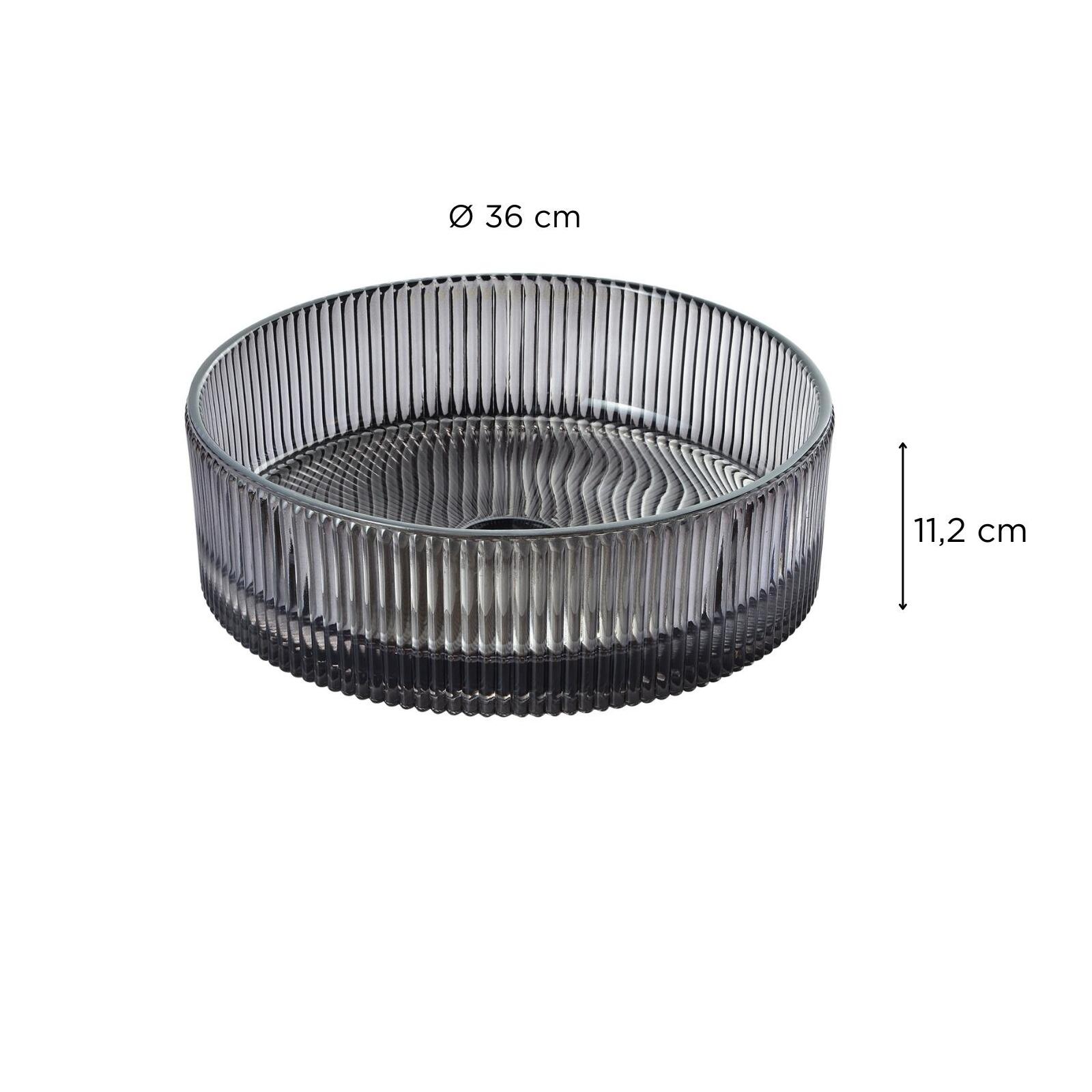 Vasque à poser noire ronde en verre texturé 36x36cm Vasque à poser noire ronde en verre texturé 36x36cm