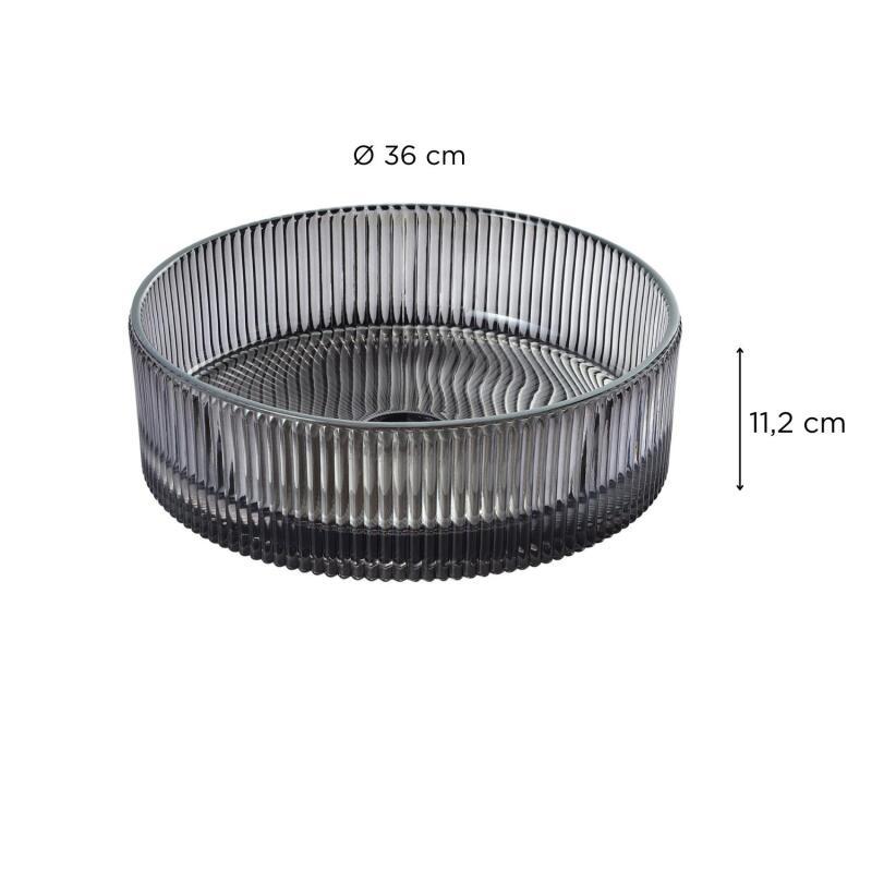 Vasque à poser noire ronde en verre texturé 36x36cm