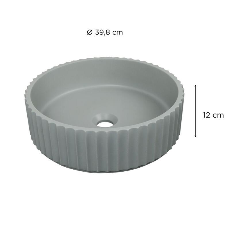 Vasque à poser ronde béton texturé vert 39,8x39,8cm