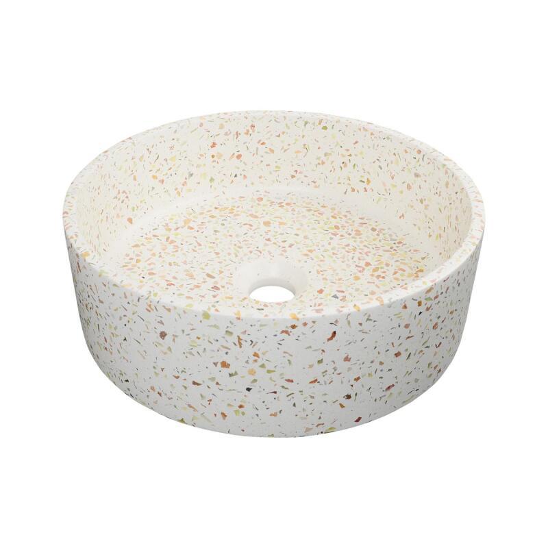Vasque à poser ronde en terrazzo 36x36cm