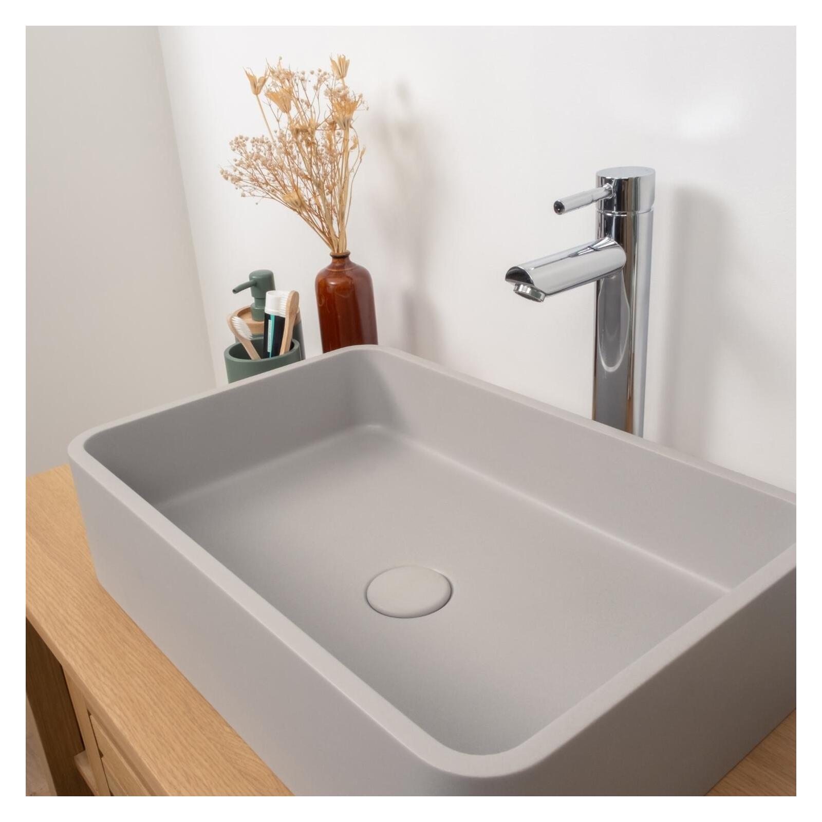 Vasque à poser rectangulaire en béton gris 50x32,5cm Vasque à poser rectangulaire en béton gris 50x32,5cm