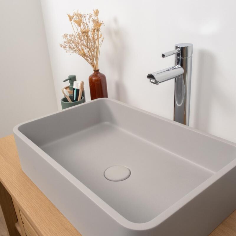 Vasque à poser rectangulaire en béton gris 50x32,5cm