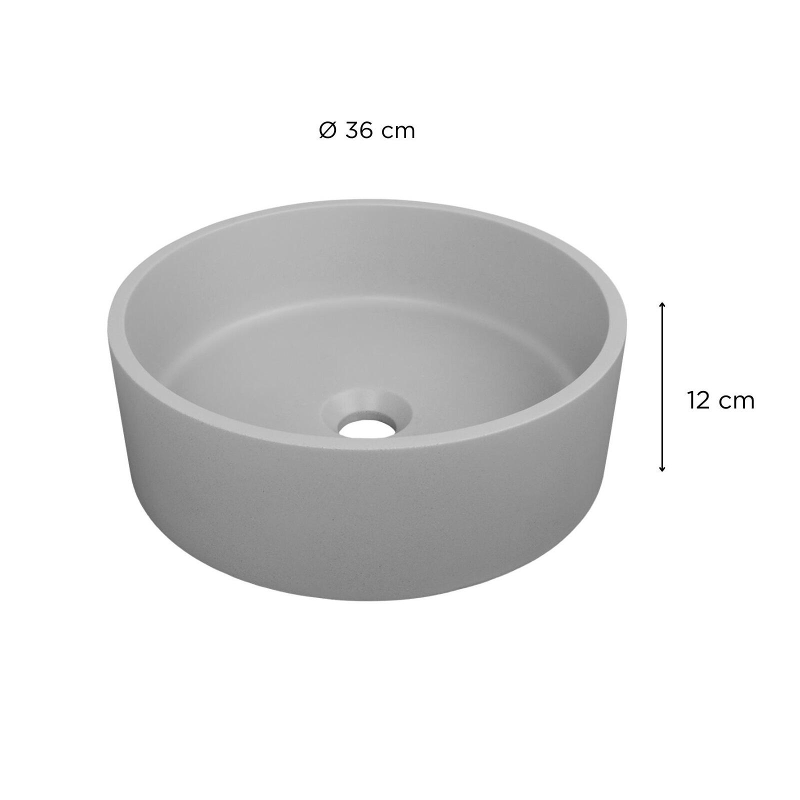 Vasque à poser ronde en béton gris 36x36cm