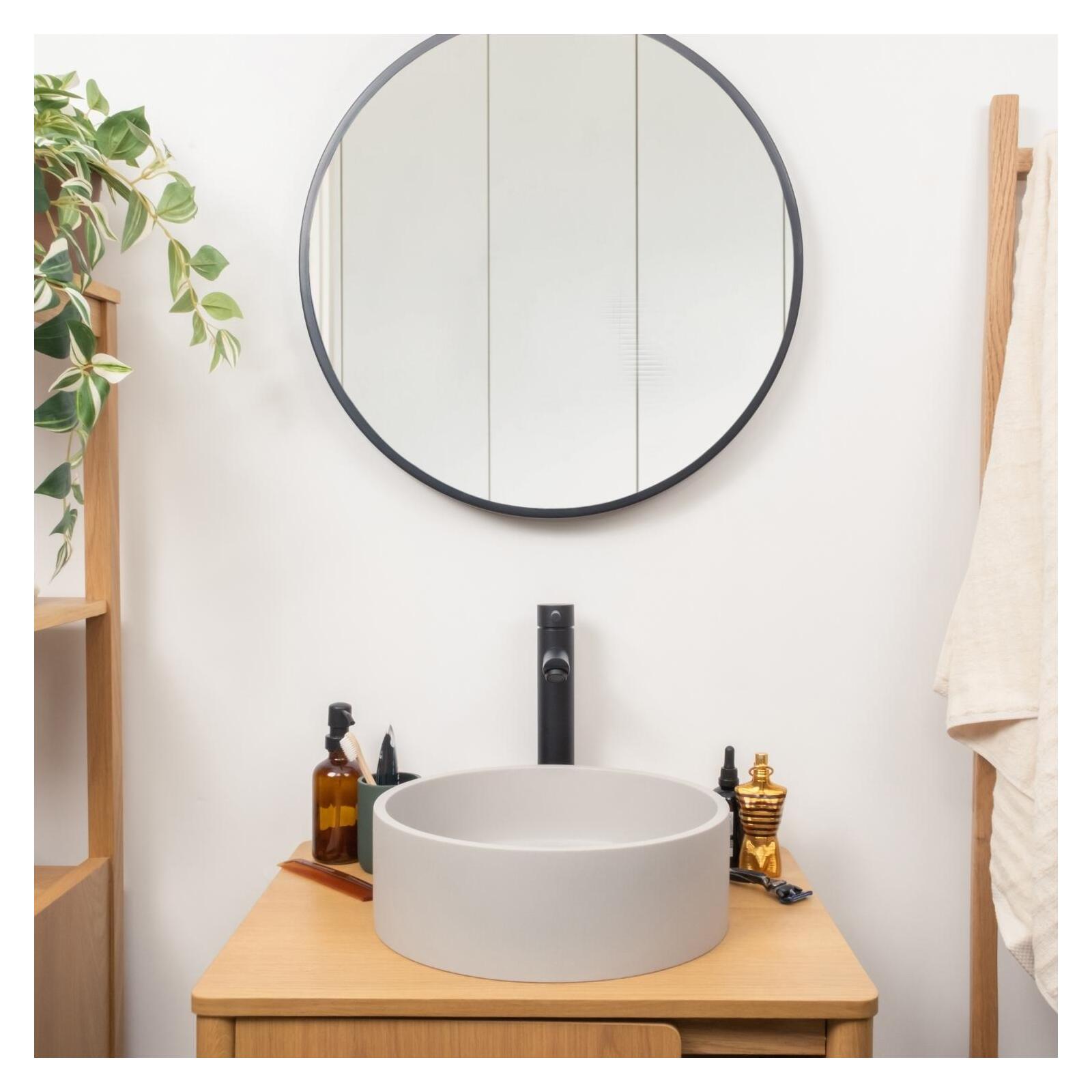 Vasque à poser ronde en béton gris 36x36cm