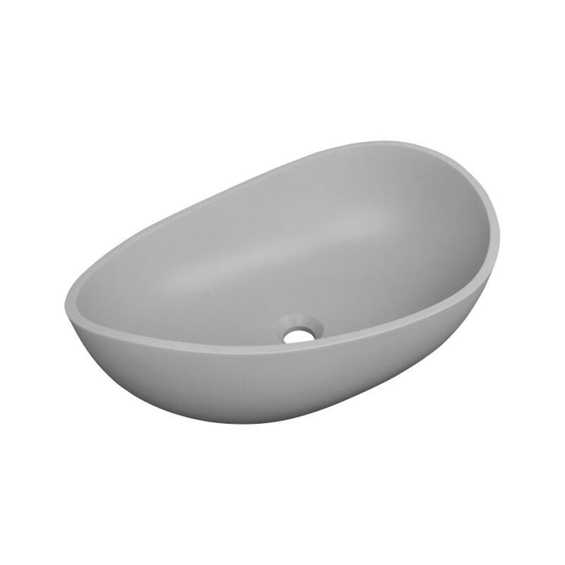 Vasque à poser organique en béton gris 57x37cm