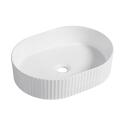 Vasque à poser ovale texturée en céramique blanc 49x36,5cm