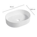 Vasque à poser ovale texturée en céramique blanc 49x36,5cm