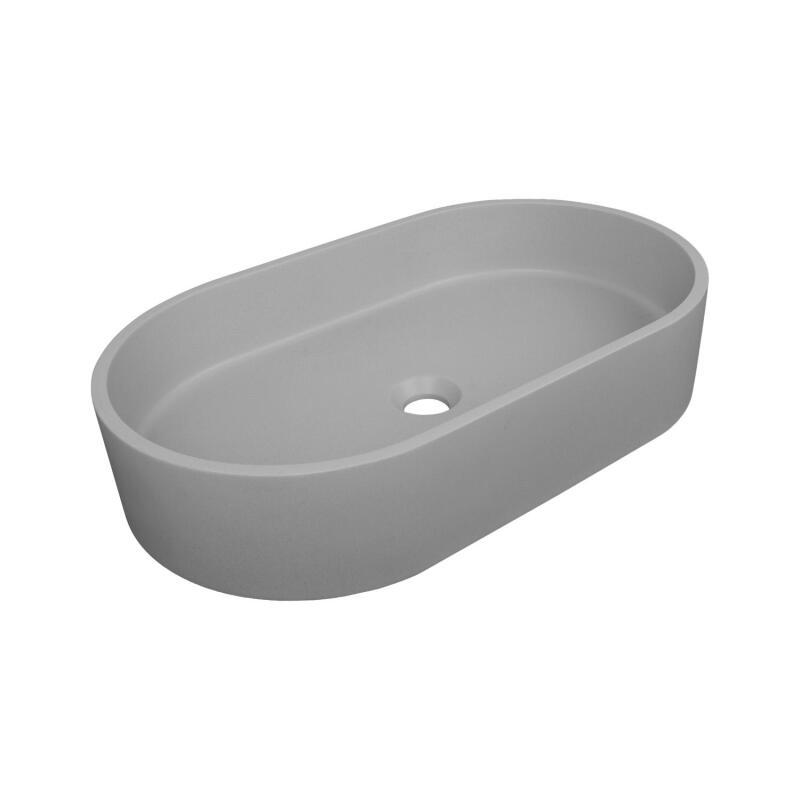 Vasque à poser ovale en béton gris 60x35cm