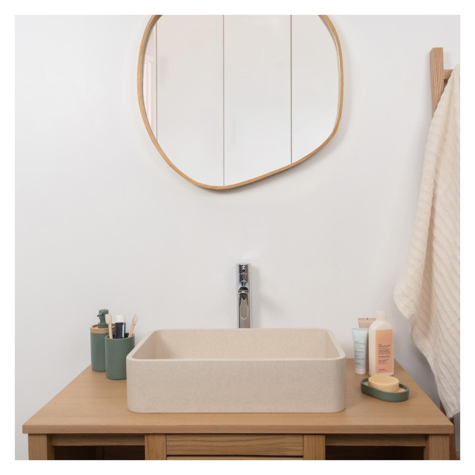 Vasque à poser rectangulaire en grès beige 50x32,5cm Vasque à poser rectangulaire en grès beige 50x32,5cm