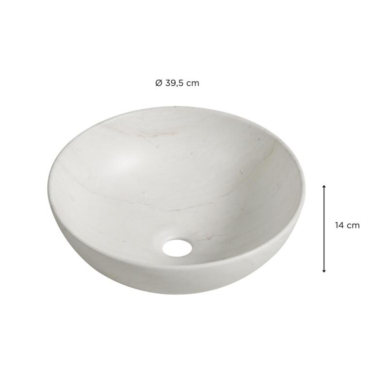 Vasque à poser ronde effet marbre beige 39,5cm