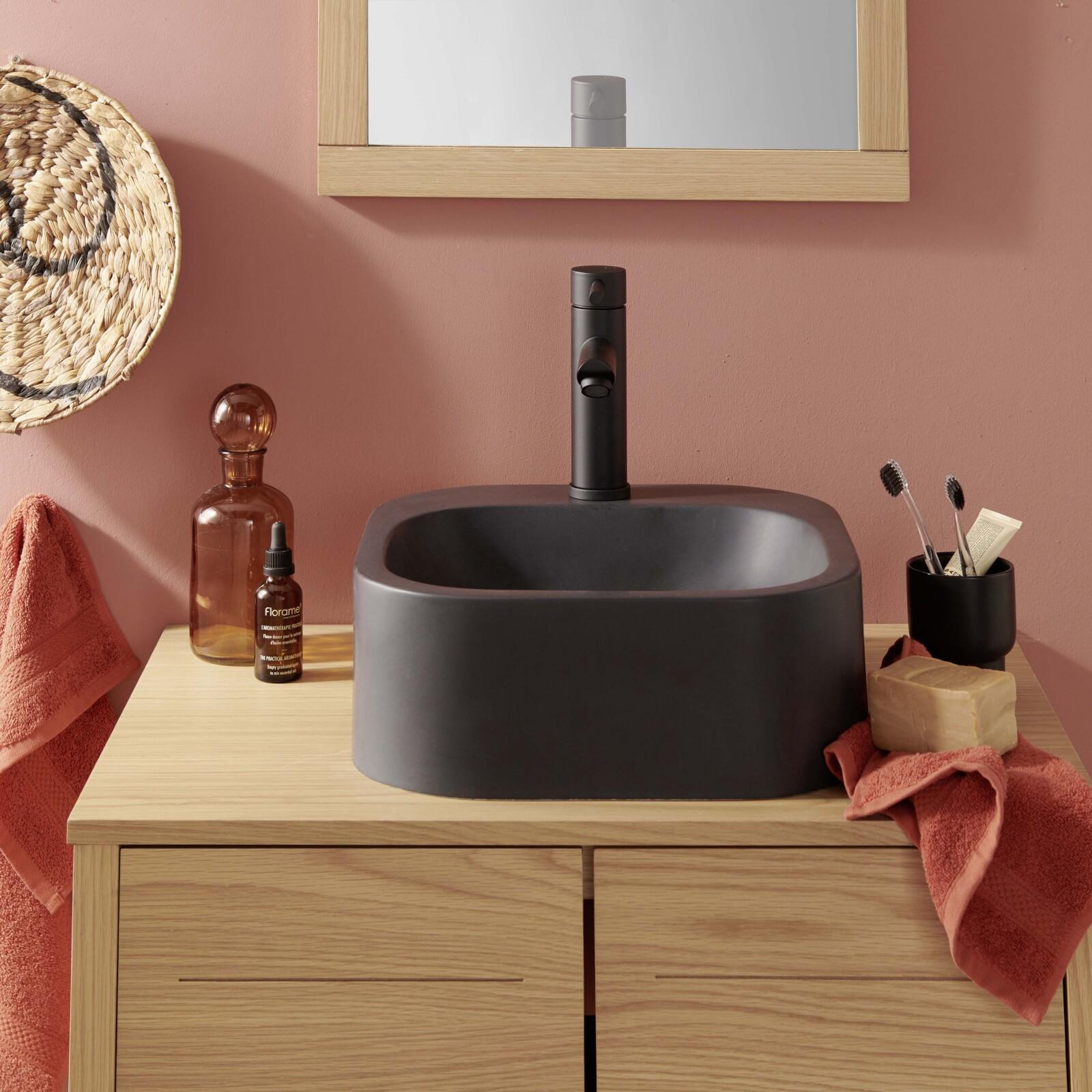 Vasque ovale à poser en résine noire 37 cm SIAN