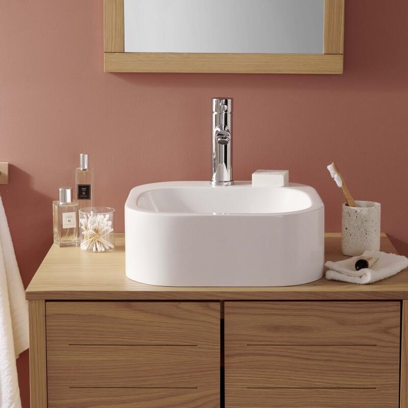 Vasque ovale à poser en résine blanche 37 cm SIAN