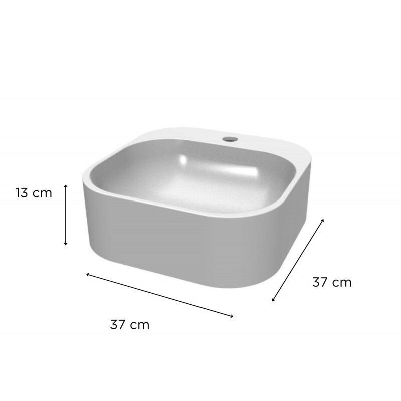 Vasque ovale à poser en résine blanche 37 cm SIAN