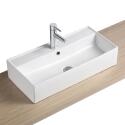 Vasque à poser ou suspendre rectangle en céramique blanche 65x31cm