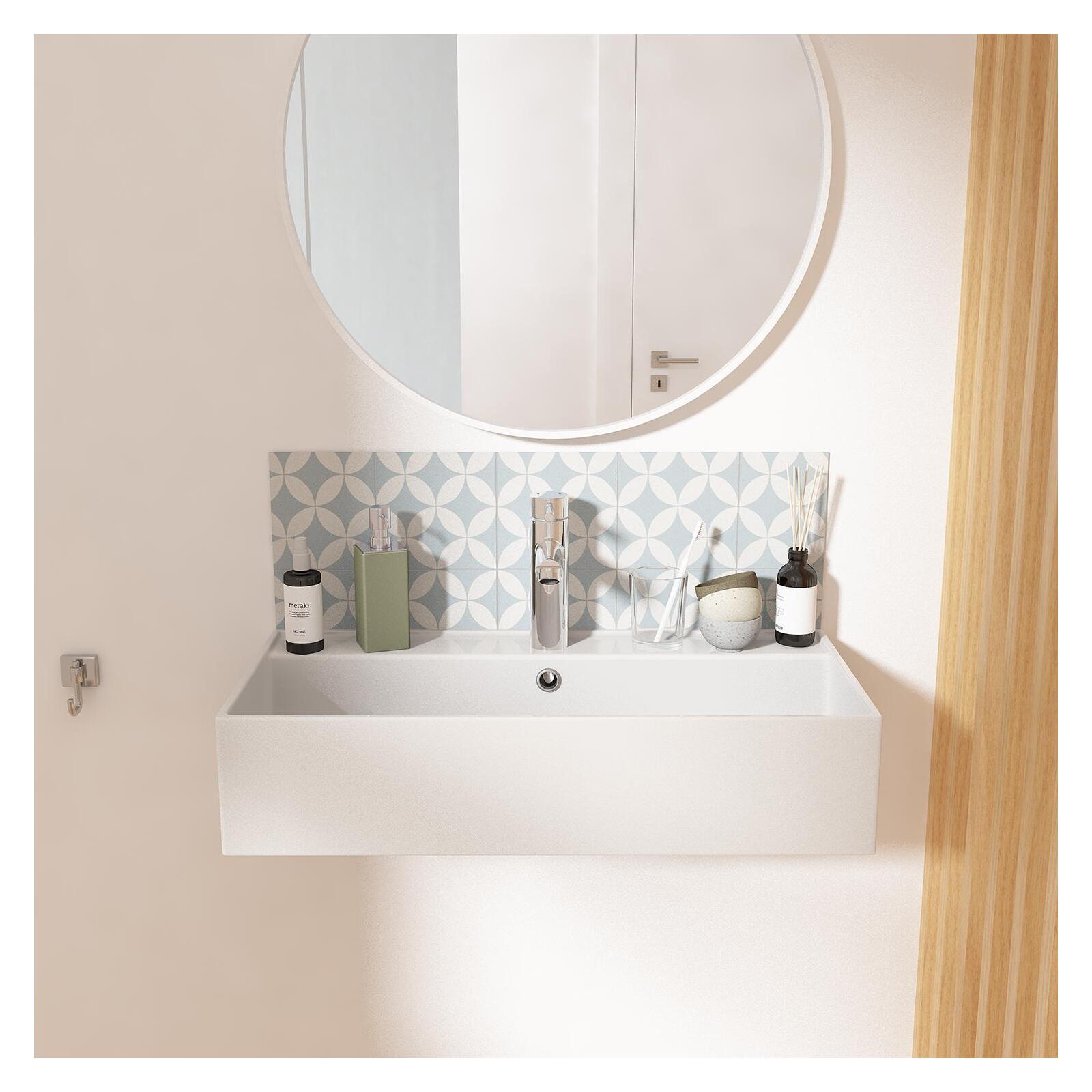 Vasque à poser ou suspendre rectangle en céramique blanche 65x31cm