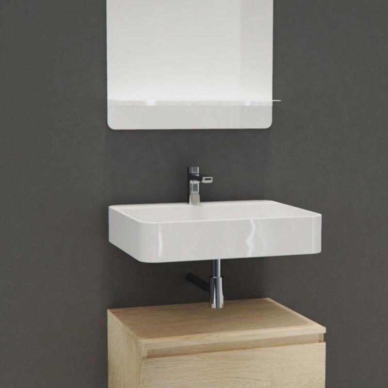Vasque à suspendre ou à poser rectangle en céramique blanche 60x49cm