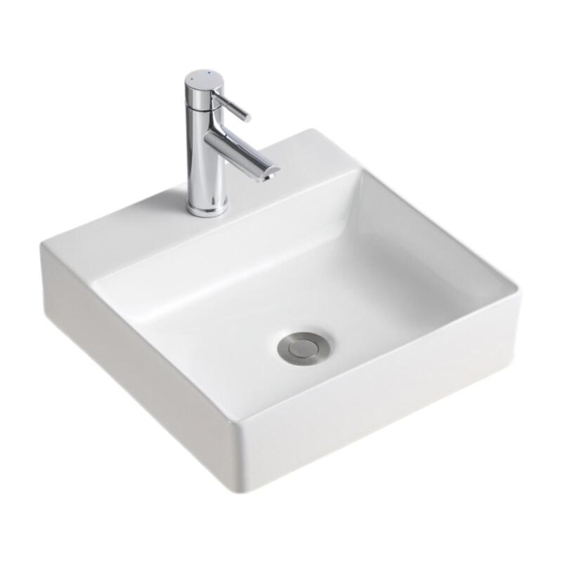 Vasque à poser carrée en céramique blanche 40cm