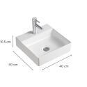 Vasque à poser carrée en céramique blanche 40cm